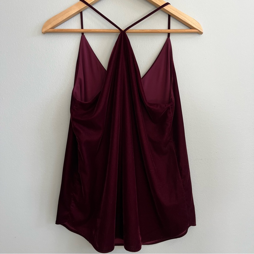 LOFT Women's Velvet Strappy Cami Tank Top Size XS Layering Burgundy Fairy Goth - Picture 7 of 9